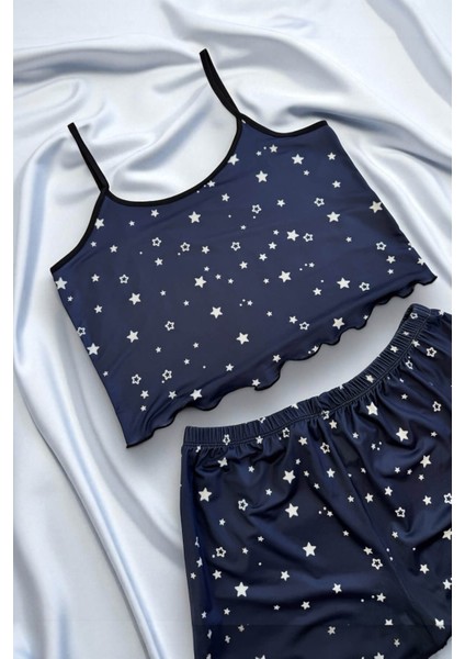 Yıldız Desenli Lacivert Şortlu Pijama Takımı fiyatları