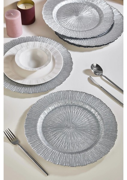 Royal 6\\\'lı Gümüş Cam Supla Tabak Seti 32 cm fiyatları