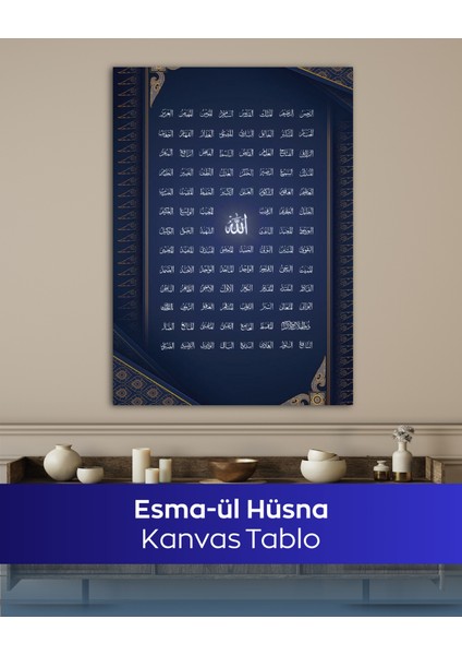 Esma-Ül Hüsna Islami Kanvas Tablo | Dini Duvar Dekoru & Ev Aksesuarı