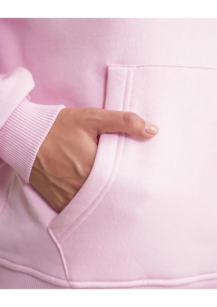 2022 Unisex 3iplik Basic Polarlı Kapüşonlu Sweatshirt Hoodie Pembe fırsatları