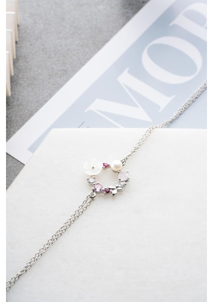 925 Ayar Gümüş Rodyum Kaplama Manolya Çiçeği Model Bahar Çiçeği Bileklik fırsatları