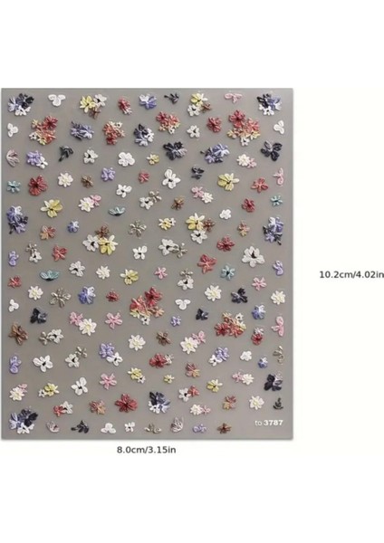 Renkli Çiçekler 3787 Tırnak Süsleme Stickerı Nail Art Süslemeleri fiyatları