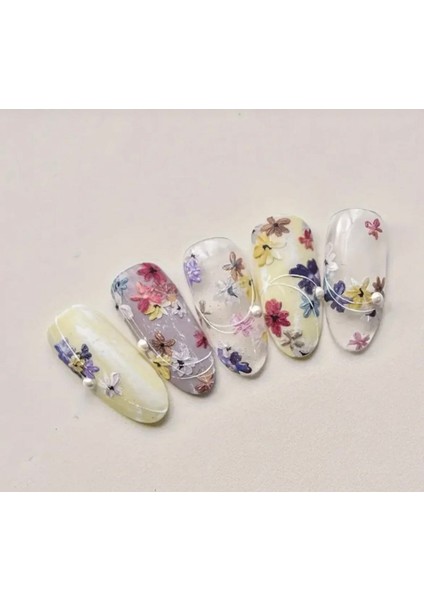 Renkli Çiçekler 3787 Tırnak Süsleme Stickerı Nail Art Süslemeleri modelleri