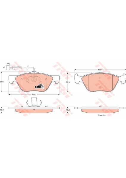 Ön Balata Fişli Marea 2.0 Bravo 2.0 Multıpla Alfa 145 146 156 1.6 1.8 2.0 Jtd Gtv Spıder