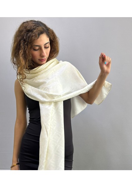 Tasarım F Desenli Kadın Şal Eşarp Fular 180X75 cm