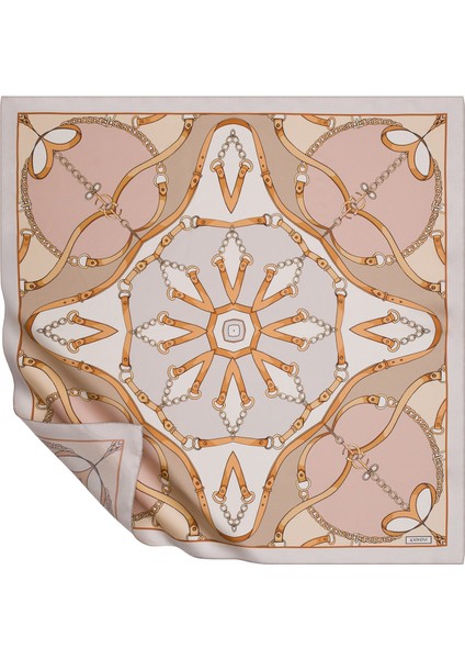 01371 Krem Saraylı Tivil Ipek Eşarp