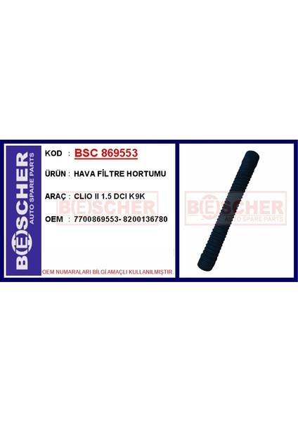 Hava Filtre Hortumu Clıo Iı 1.5 Dcı K9K