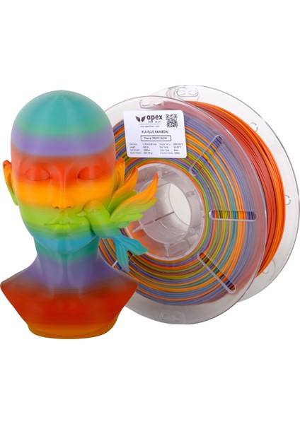 APEX3D Tech Rainbow Pla+ Filament - Tropic Glow, 1kg, 1.75MM