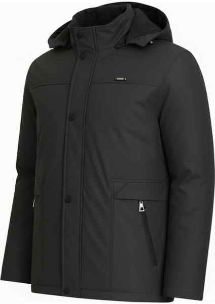 Erkek Siyah %100 Su ve Rüzgar Geçirmez Kürklü Çıkartılabilir Kapüşonlu Mont&kaban fiyatları