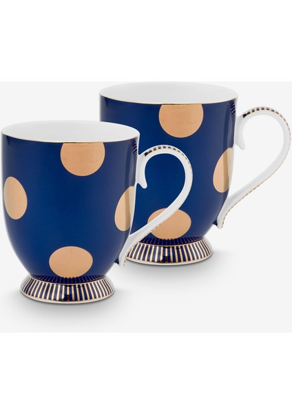 Dot Delight Lacivert Porselen Kupa Seti 380 ml