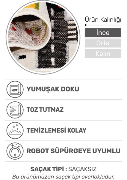 Oyun Şehri Çocuk Oyun Halısı | 3 Boyutlu Araba Yolu Desenli, Tozumaz, Kolay Temizlik, Jüt Tabanlı fiyatları