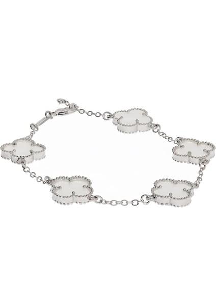 Kadın Beyaz Renk Yonca Model Çelik Bileklik