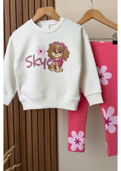 Kız Çocuk Paw Patrol Baskılı 3 Iplik Pamuklu Kumaş Alt Üst Takım fiyatları