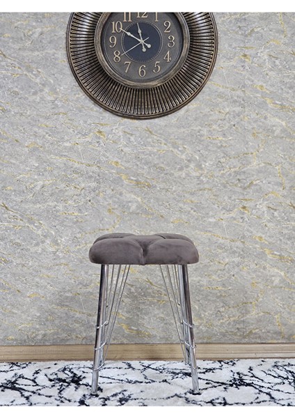 Kare Krom Kaplama Telli Ayaklı Tabure - Oturak - Bar Taburesi - Ayaklı Tabure Kahverengi Renk 48 x 33 Boyut/ebat fiyatları