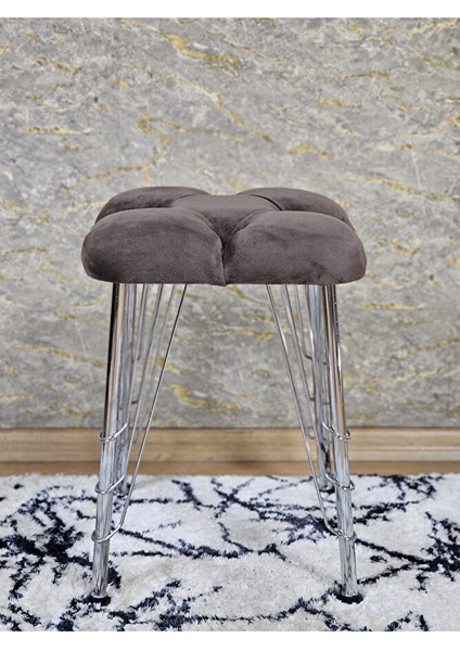 Kare Krom Kaplama Telli Ayaklı Tabure - Oturak - Bar Taburesi - Ayaklı Tabure Kahverengi Renk 48 x 33 Boyut/ebat modelleri