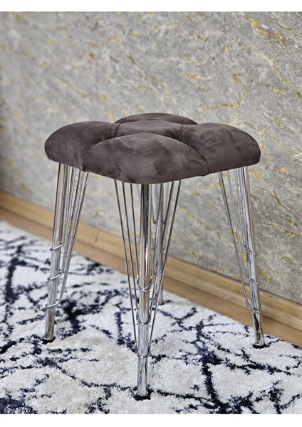 Kare Krom Kaplama Telli Ayaklı Tabure - Oturak - Bar Taburesi - Ayaklı Tabure Kahverengi Renk 48 x 33 Boyut/ebat fırsatları