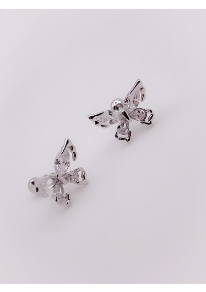 Cerrrahi Çelik Piercing ( Pirsing ) Zirkon Damla Taşlı Kelebek Tragus Helix Piercing (1ADET) modelleri