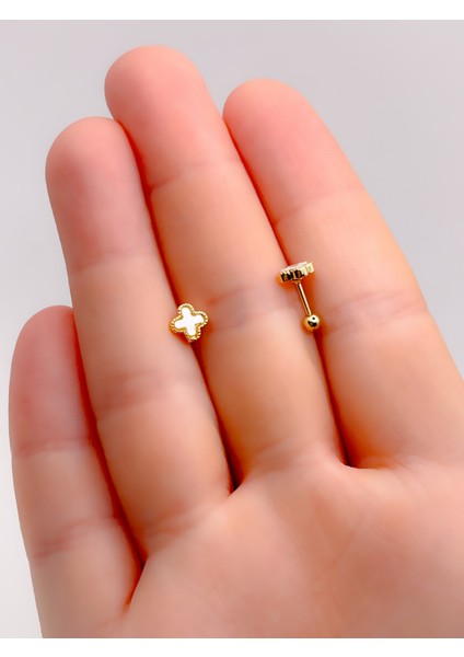 Cerrrahi Çelik Piercing ( Pirsing ) Marka Yonca Figürlü Tragus Helix Piercing (1ADET) fiyatları