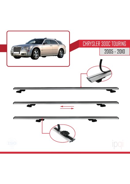 Chrysler 300C Touring 2005-2010 Arası ile Uyumlu Basıc Model Ara Atkı Tavan Barı Gri 3 Adet indirimleri