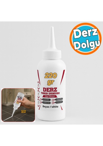 Hazır Derz Dolgu Fayans Seramik Mermer Yer Zemin Için Tamir Yenileme Dolgusu Beyaz Renk (220 Gr)