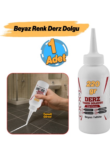 Hazır Derz Dolgu Fayans Seramik Mermer Yer Zemin Için Tamir Yenileme Dolgusu Beyaz Renk (220 Gr) fiyatları