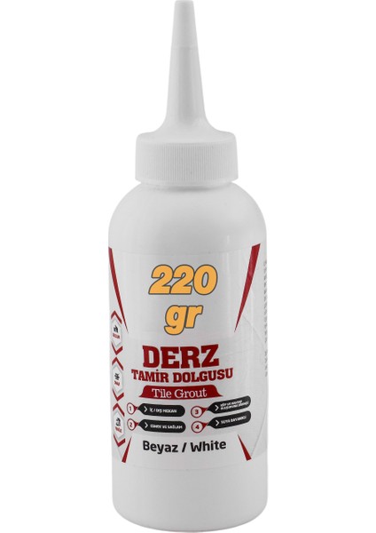 Hazır Derz Dolgu Fayans Seramik Mermer Yer Zemin Için Tamir Yenileme Dolgusu Beyaz Renk (220 Gr) indirimleri