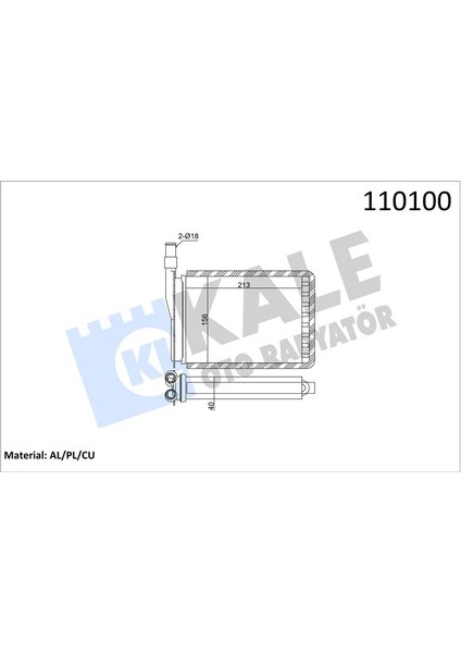 Kalorifer Radyatörü R9-R11-EXP 212X156 Bakır/plastik 2 Sıra Cu Pl Sistem