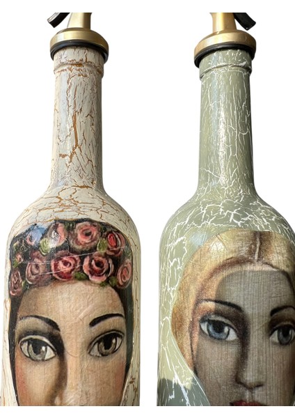 El Yapımı Çatlatma Desenli Cam Yağdanlık Seti – Kadın ve Evcil Hayvan Portreli, Mutfak Tasarım fırsatları