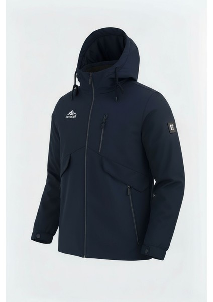 Erkek Lacivert Outdoor Su Itici Kapüşonlu Kaban – Rüzgar Geçirmez, Hafif ve dayanıklı fiyatları