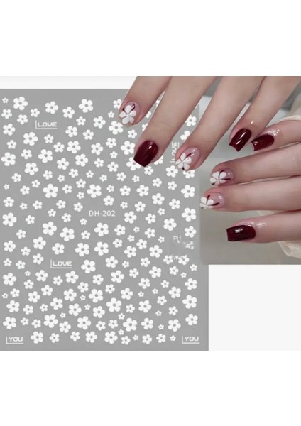 Mini Beyaz Çiçekler Tırnak Süsleme Stickerı Nail Art Süslemeleri fiyatları