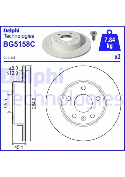 Arka Fren Aynası Zafıra B 05 15 264X10X5DL Dolu