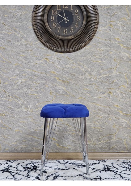 Kare Krom Kaplama Telli Ayaklı Tabure - Oturak - Bar Taburesi - Ayaklı Tabure Mavi Renk 48 x 33 Boyut/ebat fiyatları