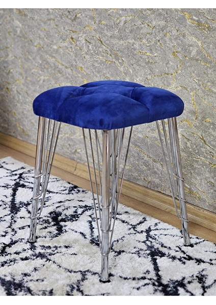 Kare Krom Kaplama Telli Ayaklı Tabure - Oturak - Bar Taburesi - Ayaklı Tabure Mavi Renk 48 x 33 Boyut/ebat fırsatları