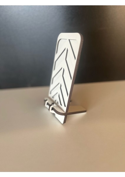 Masa Üstü Beyaz Ahşap Telefon Tutucu 6mm Lazer Kesim modelleri