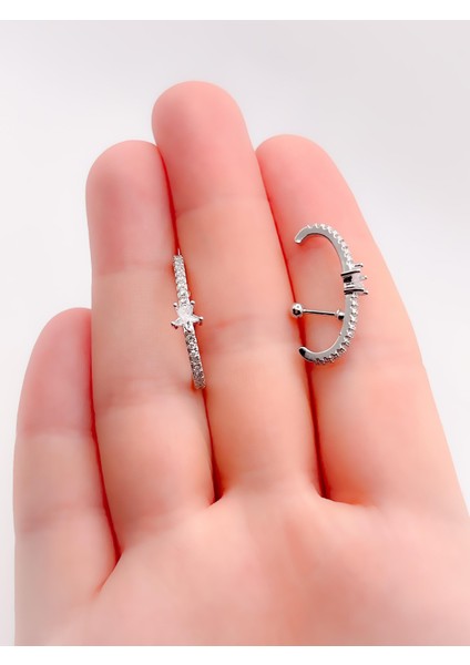 Cerrrahi Çelik Piercing ( Pirsing ) Yıldızlı Anti Tragus Piercing (1ADET) fiyatları