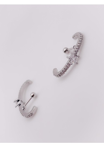 Cerrrahi Çelik Piercing ( Pirsing ) Yıldızlı Anti Tragus Piercing (1ADET) modelleri