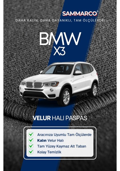 Bmw X3 2011 Halı Paspas Velur Paspas Kumaş Paspas Oto Paspas