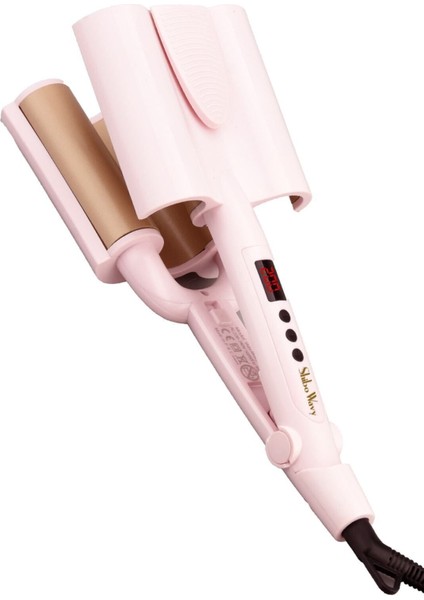 32 mm Su Dalgası Saç Maşası, Pembe, Orijinal ve Kaliteli, Çok Renkli