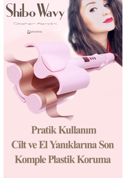 32 mm Su Dalgası Saç Maşası, Pembe, Orijinal ve Kaliteli, Çok Renkli modelleri