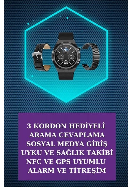 Kulak Içi Kablosuz Bluetooth Kulaklık ve Nfc ve Gps Özellikli Akıllı Saat Alarm ve Titreşim