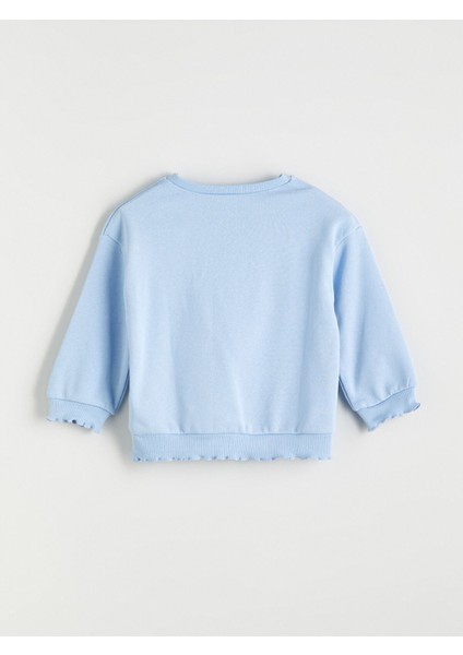 Yeni Sezon Bisiklet Yaka Elsa Baskılı Kız Çocuk Sweatshirt modelleri