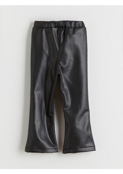Yeni Sezon Beli Lastikli Deri Görünümlü Kız Çocuk Pantolon modelleri
