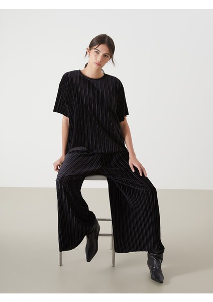 Yeni Sezon Bisiklet Yaka Kadife Kadın Tişört