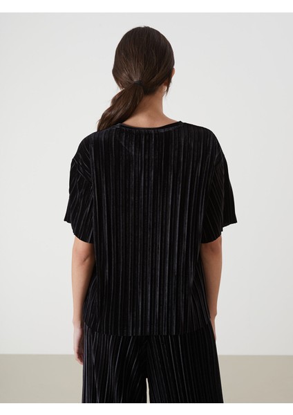 Yeni Sezon Bisiklet Yaka Kadife Kadın Tişört fırsatları