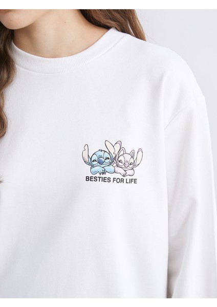 Yeni Sezon Lilo & Stitch Baskılı Oversize Kadın Sweatshirt modelleri