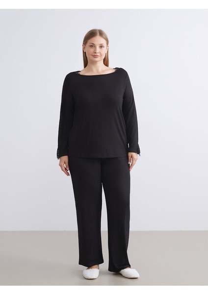 Yeni Sezon Bisiklet Yaka Kadın Pijama Takımı