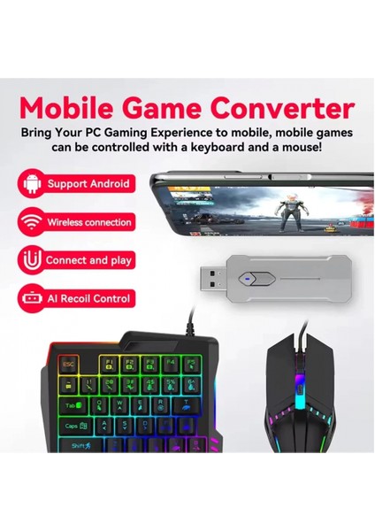 Pubg Mobil Oyun Kiti 5in1 Bt5.3 Klavye Mouse Dönüştürücü Seti Pugb Seti modelleri