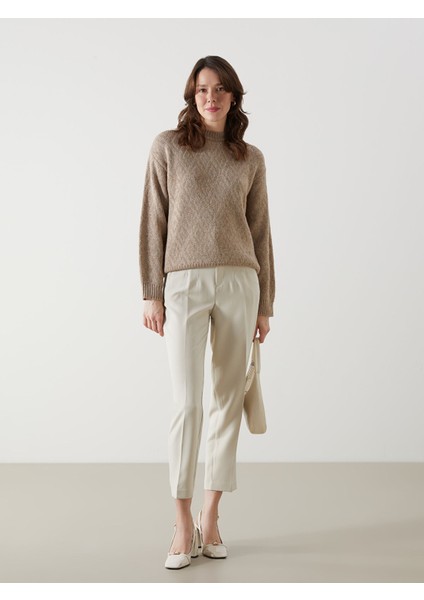 Yeni Sezon Bisiklet Yaka Baklava Desenli Kadın Triko Kazak fiyatları