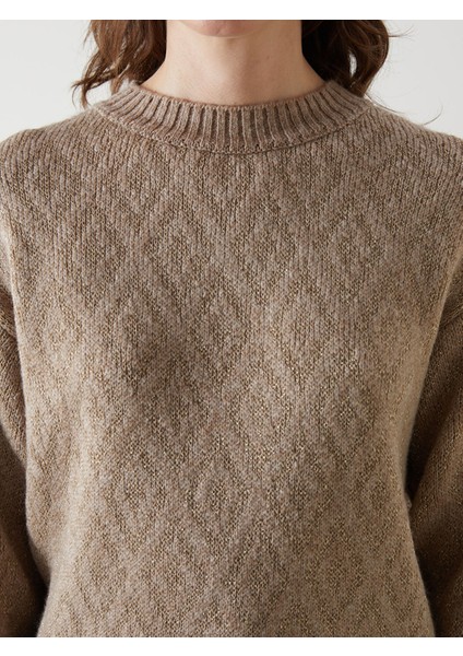 Yeni Sezon Bisiklet Yaka Baklava Desenli Kadın Triko Kazak modelleri