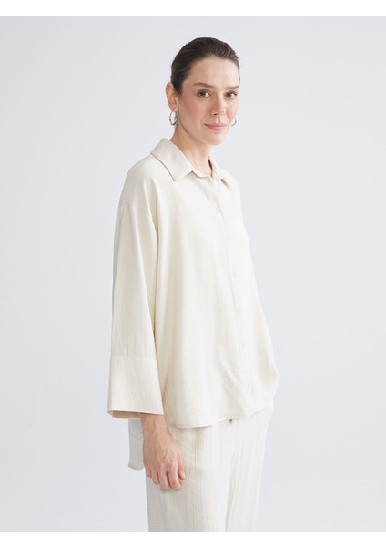 Yeni Sezon Dokulu Oversize Kadın Gömlek